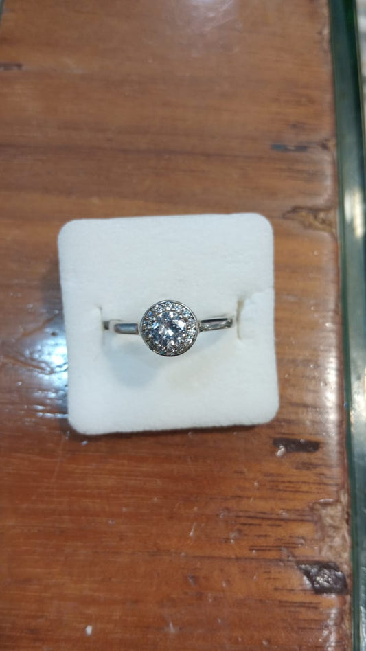 Silver Round Cubic Zirconia cluster Ring