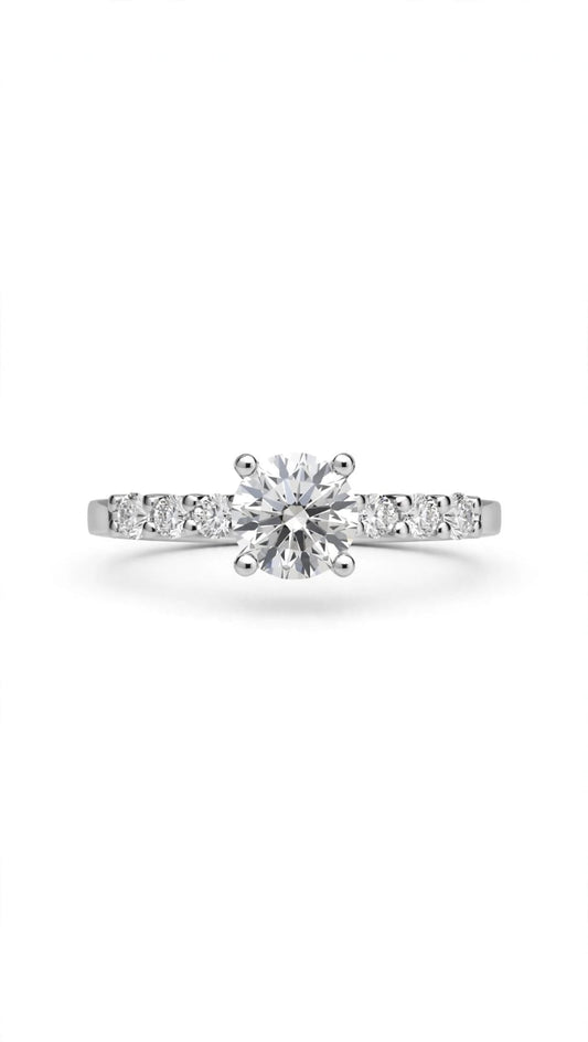 9ct White Gold Lab Grown Diamond Solitaire And Channel Set Ring