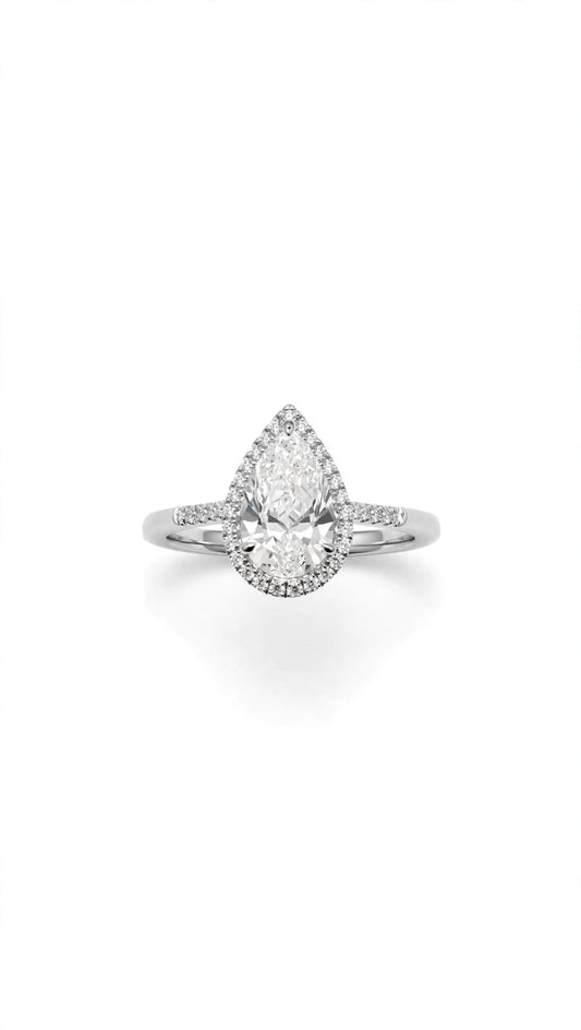 9ct White Gold Pear Shaped Solitaire Channel Set Lab Grown  Diamond Ring