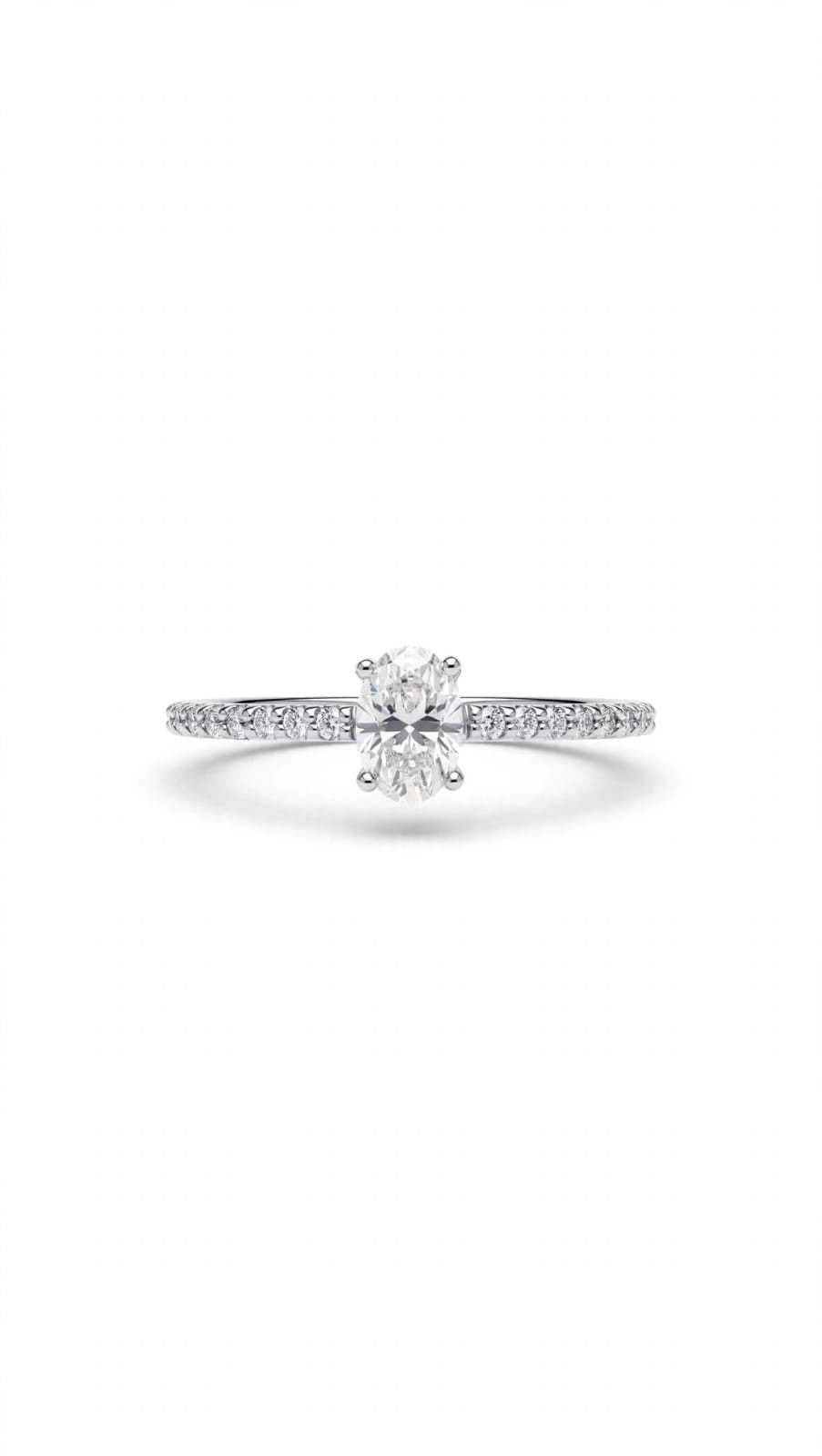 9ct White Gold Oval 4Claw Diamond Solitaire And Channel Set Ring