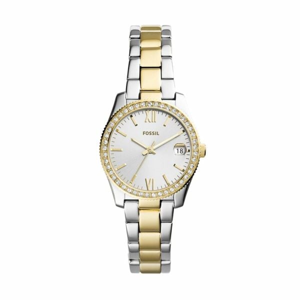 Ladies Two Tone Fossil Watch With Date