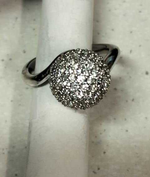 Silver Round Cubic Zirconia Cluster Ring