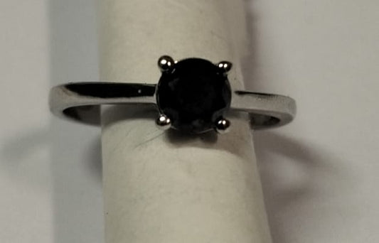 9ct White Gold 5MM Black Diamond Solitaire Ring
