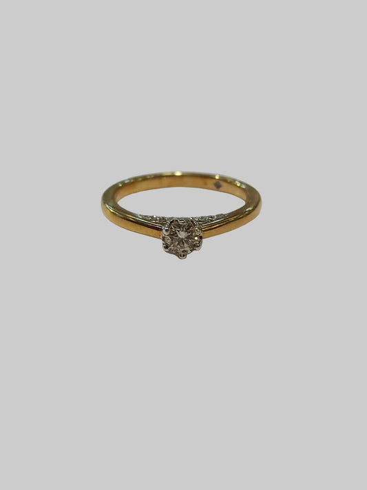 9ct Yellow Gold Round 6 Claw Solitaire Diamond Ring
