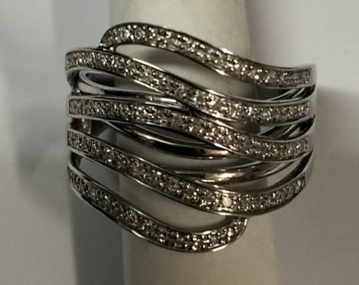 9ct White Gold Broad Fancy Diamond Dress Ring